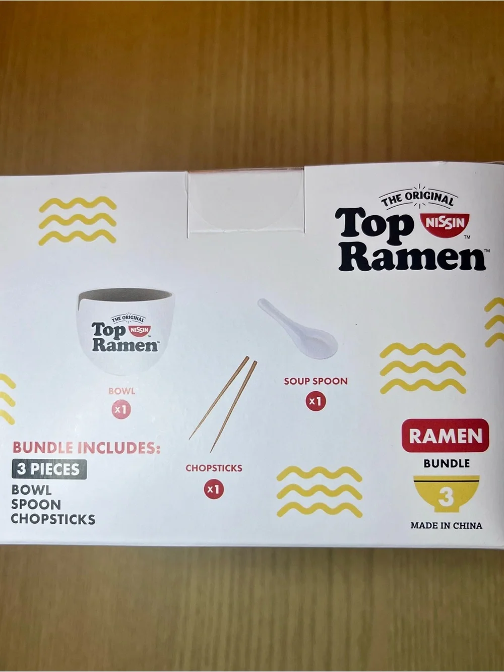 Nissin Top Ramen Novelty Bowl Set - Bowl, Spoon, Chopsticks